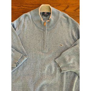 Vineyard Vines Mens XL Sweater Proutsneck 1/4 Zip Style 1E0198 Blue Lightweight